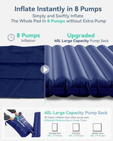 Hikenture Double Sleeping Pad for Camping, 4" Extra-Thick Camping Mattress 2 Person, Inflatable & Ultralight Sleeping Mat for Backpacking, Hiking (Navy Pumpsack, Full XL)