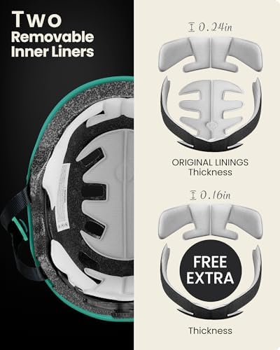 OutdoorMaster Skateboard Cycling Helmet - Two Removable Liners Ventilation Multi-Sport Scooter Roller Skate Inline Skating Rollerblading for Kids, Youth & Adults