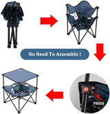 Folding Camping Table, Portable Outdoor Picnic Table, Lightweight Square Camp Table with Built-in 4 Cup Holders Food Basket and Travel Bag for Barbeque Beach Camping and Tailgate Blue