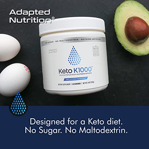 Hi-Lyte Keto K1000 Electrolyte Powder | Unflavored | Hydration Supplement Drink Mix | Boost Energy & Beat Leg Cramps | No Maltodextrin or Sugar | 50 Servings