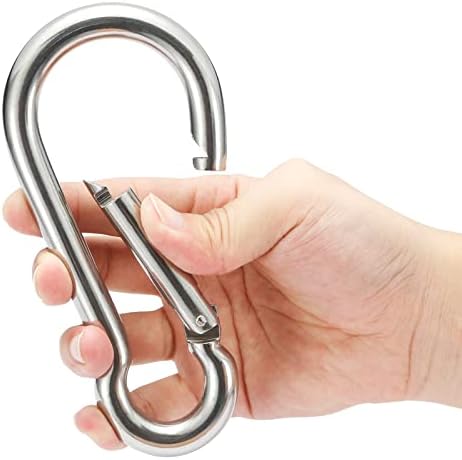 sprookber Stainless Steel Spring Snap Hook Carabiner - 304 Stainless Steel Clips, Set of 6