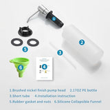 Built in Soap Dispenser for Kitchen Sink, Brushed Nickel Stainless Steel Countertop Pump Head (Plastic Built-in), Dish Soap Hand Lotion Dispenser with Refillable 17OZ Bottle