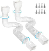 2 Pack Flexible Gutter Downspout Extensions Extendable from 21" to 67", Downspout Extender Comes with Adapters, Thickened Down spout Drain Extension for Rainwater Drainage(White)
