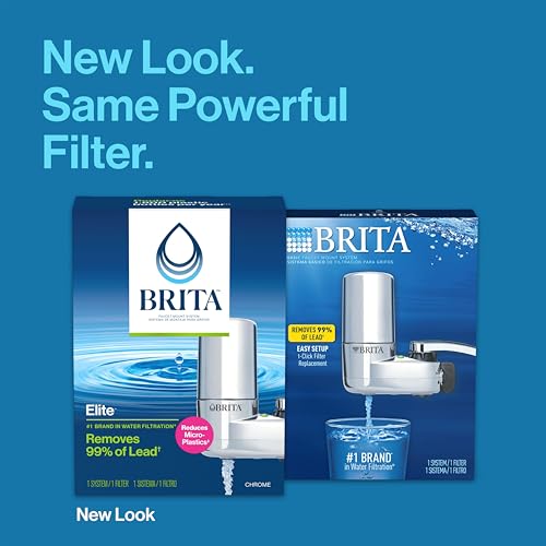 Brita Faucet Mount Water Filter for Sink, Removes 99% of Lead, Elite Filtration System, Includes 1 Replacement Filter, Chrome