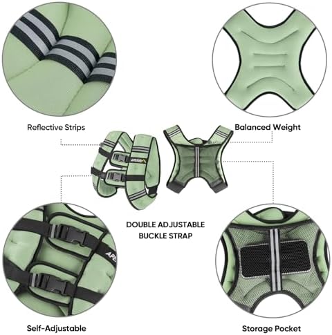 APEXUP Weighted Vest with 5lbs/10lbs/15lbs/20lbs/25lbs/30lbs Weights and Reflective Stripe, Weight Vest Men Women for Workout, Strength Training, Running