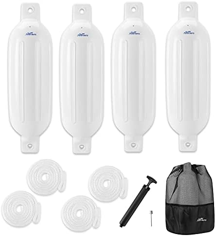 Affordura Boat Fender 4 Pack Boat Bumpers Fenders with 4 Ropes, Boat Bumpers for Pontoon Boat Fenders Inflatable