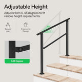VIVOSUN Outdoor Handrail, 3 Step Stair Handrail, 40" x 36" Fits 1 to 3 Steps, Wrought Mattle Iron Handrail for Concrete Steps, Porch Steps, One-Step Assembly, Black