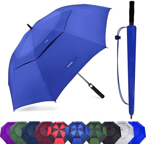 Golf Umbrella Large 62/68/72 Inch, Extra Large Oversize Double Canopy Vented Windproof Waterproof Umbrella, Automatic Open Golf Umbrella for Men and Women and Family.