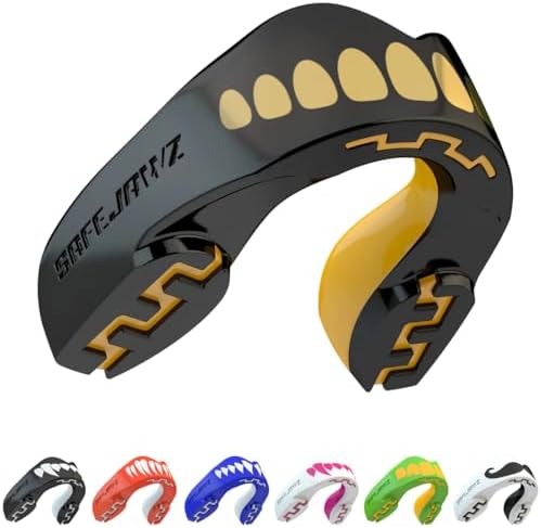SafeJawz Sports Mouthguard, Dual Layer Premium Mouth Guard with Case for Basketball, Lacrosse, Football, Martial Arts, Hockey, Wrestling, Ice Hockey and All Contact Sports