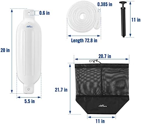 Affordura Boat Fender 4 Pack Boat Bumpers Fenders with 4 Ropes, Boat Bumpers for Pontoon Boat Fenders Inflatable