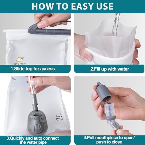 N NEVO RHINO Hydration Bladder 2L-3L,Water Reservoir for Hiking Backpack Leak Proof Water Storage Bladder,BPA-Free Water Pouch Hydration Pack for Camping Cycling Running