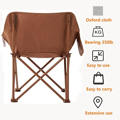 Portable Lightweight Compact Camping Foldable Chair with Carry Bag for Hiking Fishing Beach Brown