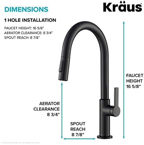 KRAUS Oletto Single Handle Pull Down Kitchen Faucet in Matte Black, KPF-2820MB
