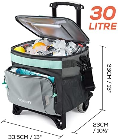 TOURIT 50-Can Collapsible Rolling Cooler Leakproof Insulated Soft Cooling Bag with Wheels and All-Terrain Cart for Beach, Camping, Patio Travel, Outdoor, Ball Fields