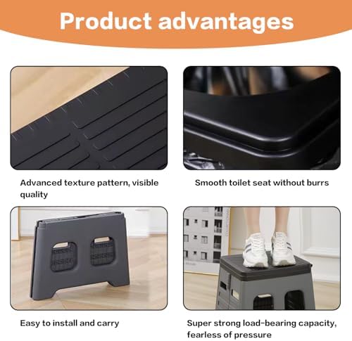 Portable Camping Toilet for Adults - Portable Folding Toilet with Lid,Travel Portable Potty for Adults,Porta Potty Car Toilet,Grey