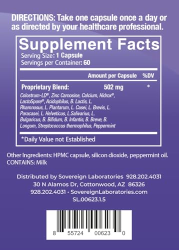 GastroDefense Stomach Armor - Shelf Stable Pre and Probiotic - Liposomal Colostrum-LD Enhanced. Beneficial Stains Colonize and Promote Gut Health, Designed for Adult Women and Men