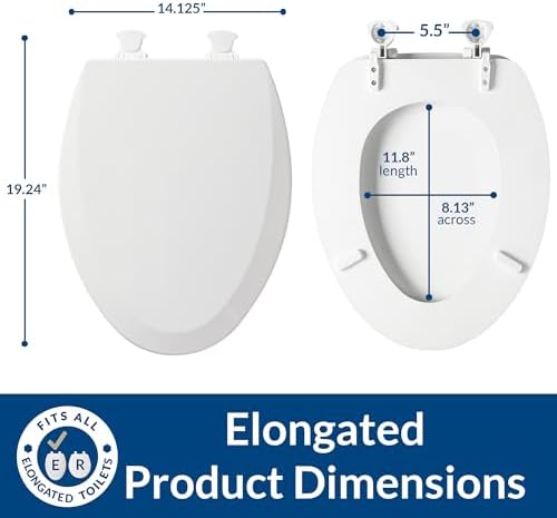 Bemis 1500EC 146 Almond Elongated Molded Wood Toilet Seat with Easy-Clean & Change Hinge
