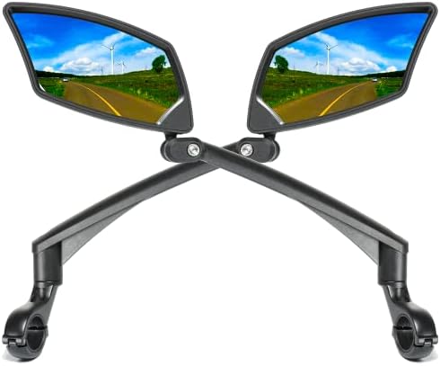 Handlebar Bike Mirror, Scratch Resistant Glass Lens, Ajustable and Rotatable Safe Rearview Bicycle Mirror