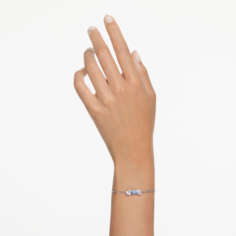 Swarovski Mesmera Bracelet, Blue and Clear Mixed-Cut Stones in a Rhodium Finished Setting, Part of the Mesmera Collection