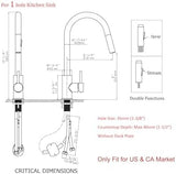 Havin Gold Kitchen Faucet with Pull Down Sprayer, High Arc Stainless Steel Material, with cUPC Ceramic Cartridge,Without Deck Plate,Fit for 1 Hole Kitchen Sink or Laundry Sink,Brushed Gold,HV501G