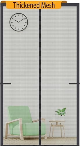 Upgraded Magnetic Screen Door Thicker 250g/m² Reinforced Mesh,36 Longer Magnets,Door Screen Magnetic Closure for Single Front Door,Retractable Sliding Screen Door,Fit Doors to 34 x 82 Inch,Black