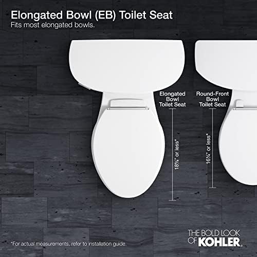 KOHLER K-4636-96 Cachet Quiet Close Elongated Toilet Seat, Slow Close Lid and Seat, Grip-Tight Bumpers and Installation Hardware, Biscuit