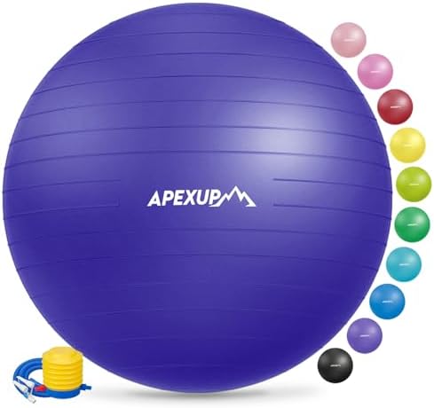 APEXUP Yoga & Pilates Ball - Anti Slip Heavy Duty Gym Ball for Fitness, Balance & Core Workout