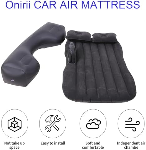 Inflatable Car Air Mattress Back Seat Bed,Thickened Car Travel Camping Air Mattress with Air Pump,Blow Up Bed Portable Car Sleeping Mattress for Car Universal SUV