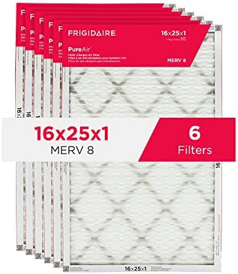 Frigidaire PureAir® 16x25x1 MERV 8 Allergen Electrostatic Pleated Air Conditioner HVAC AC Furnace Filters - 6 Pack (exact dimensions 15.81 X 24.81 X 0.81)