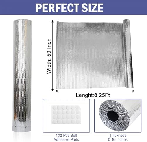 YoleShy Double Reflective Insulation 59 in X 8.2 FT RV Window Insulation for Summer Heat Reflective Window Film for Roof, Car, Garage Doors