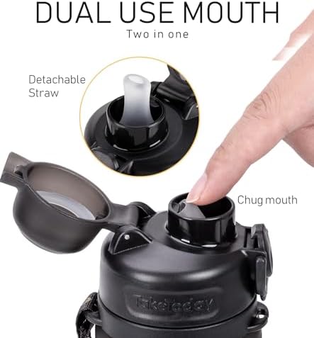 Collapsible Water Bottles 20oz, Leak Proof, BPA-Free, Foldable Silicone Travel Water Bottle with Straw Strap for Cycling, Hiking, Outdoors