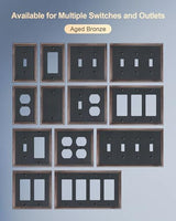 4-Pack Single Duplex Outlet Cover Plate, Decorative Aged Bronze Switch Plates and Outlet Covers, Metal Wall Plates for Electrical Outlets, 1 Gang Receptacle Cover, Corrosion Resistant