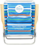 Tommy Bahama 4-Position, Extended 12.8" seat Height Easy in-Easy Out Folding Backpack Beach Chair, Logo Stripe