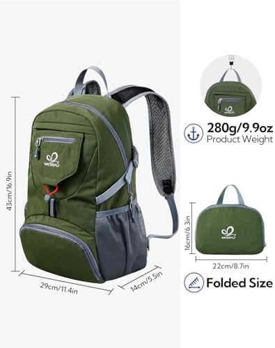 WATERFLY Small Lightweight Packable Backpack: 20l Ultra Light Foldable Travel Hiking Camping Daypack Day Pack for Man Woman