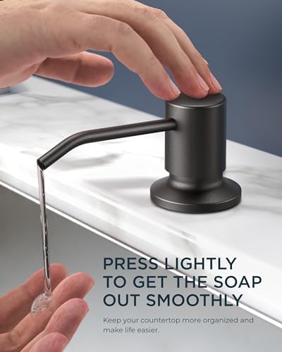 FORIOUS Black Kitchen Faucet with Soap Dispenser and Pull Down Sprayer, High Arc Single Handle Classic 3 Modes Stainless Steel Faucet for Kitchen Sink Farmhouse RV Bar Laundry Camper