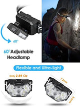 Lsnisni 9 LED Headlamp 2 Pack, 2000 Lumen Super Bright Head Lamp with 6 Modes, IPX5 Waterproof Head Light, Lightweight Head Flashlight for Kids Adults Camping Hiking - 6 AAA Batteries Included