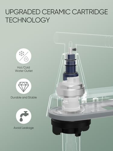 Cobbe Bathroom Faucets for Sink 3 Hole, 4 Inch with Pop Up Drain and 2 Supply Hoses, 2 Handle Centerset Bathroom Faucet for Sink Vanity, Midnight Black Matte