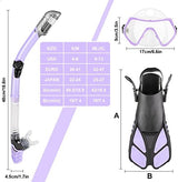 ZEEPORTE Mask Fin Snorkel Set, Travel Size Snorkeling Gear for Adults with Panoramic View Anti-Fog Mask, Trek Fins, Dry Top Snorkel and Gear Bag for Swimming Training, Snorkeling Kit Diving Packages