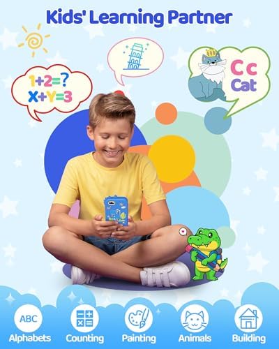 KOKODI Kids Smart Phone, Touchscreen HD Dual Camera Cell Phone for Kids, Christmas Birthday Gifts Dinosaur Child Play Phone for Boys 3-10, Travel Toy Preschool Learning Education Toy