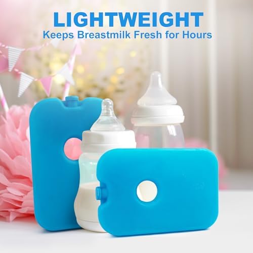 LotFancy Ice Packs for Cooler and Lunch Box, Reusable Freezer Packs for Lunch Bags, Slim Blue Ice Blocks, Long Lasting, Refreezable Flat Cool Packs for Food, Drinks, Milk