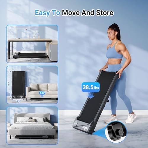 THERUN Walking Pad Treadmill Under Desk, Portable Mini Treadmill for Home/Office, Walking Pad Treadmill 2.5HP, Walking Jogging Machine with 265 lbs Weight Capacity Remote Control LED Display