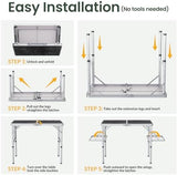 Titanker Folding Camping Table 3ft, Folding Picnic Table, Camp Tables Portable Foldable, 50% Extra Side Space, Outdoor Patio Table, Camping Essentials, Aluminum Light & Solid, Silver