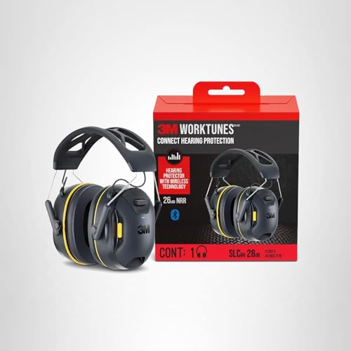 3M WorkTunes Connect Wireless Hearing Protector with Bluetooth Technology, Bluetooth Hearing Protection with a 26 dB Noise Reduction Rating