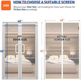 MAGZO Magnetic Screen Door Fit Door Size 60 x 80 Inch, Screen Size 62" x 81" Reinforced Middle Opening Mesh Sturdy Polyester Curtain for Doors-White