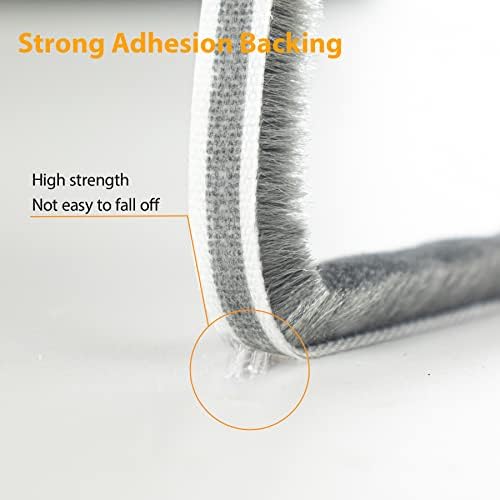 39.4FT Brush Weather Stripping, Neat Pile Self Adhesive Seal Strip for Windows and Door, Weatherstrip for Soundproofing, Windproof, Dustproof, Stronger Stickiness, 0.35'' Wide x 0.35'' Thick, Grey