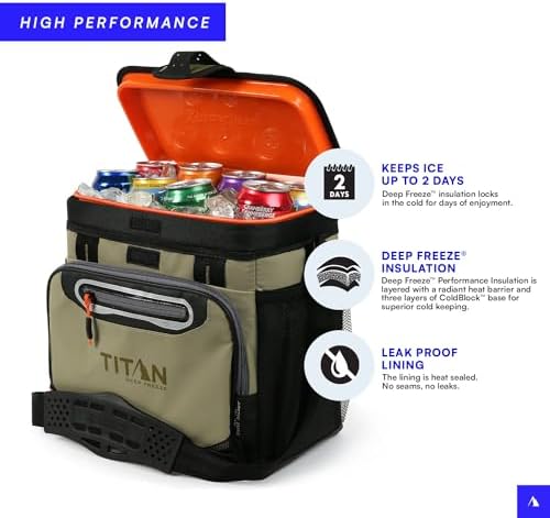 Arctic Zone Titan Deep Freeze Cooler - Zipperless Hardbody Cooler - Small & Large Capacity- Beach & Camping Cooler - Deep Freeze Insulation, HardBody Liner, and SmartShelf