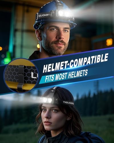 Headlamp Rechargeable 2PCS, Light Bright LED Rechargeable Headlight with White Light, Waterproof Head Lamp with Headband for Outdoor Camping, Hiking, Camping Essentials, Working(Black)