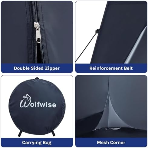 WolfWise 6.6FT Portable Pop Up Shower Privacy Tent Spacious Dressing Changing Room for Toilet Camping Biking Beach