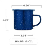 COLETTI Classic Camping Coffee Pot & Mug Set - Percolator Coffee Pot, Enamel Mug Complete Nostalgic Bundle German Imported Enamel Powder [12 oz, Set of 4] (Blue)