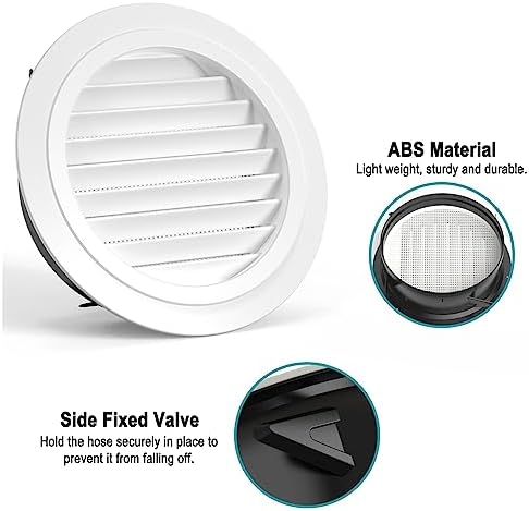 HG Power 8 Inch Soffit Vent, Round Vent Cover with Built-in Screen Mesh, ABS Louver Round Air Vent Ceiling Diffuser for Exhaust Fan, Bathroom, Office and Home HVAC Ventilation, 200mm, White